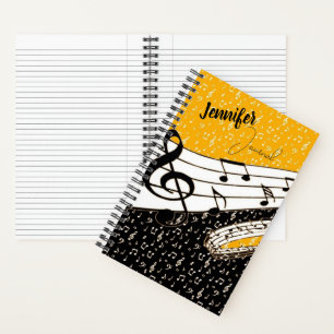 journal de thème musical personnalisé en or