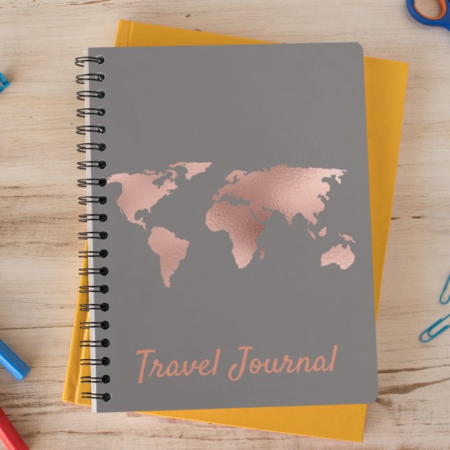 Journal de Voyage Joli Rose Gold Map Foil (Créateur téléchargé)