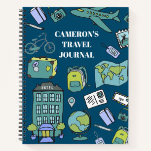 Journal de voyage personnalisé bleu et vert 