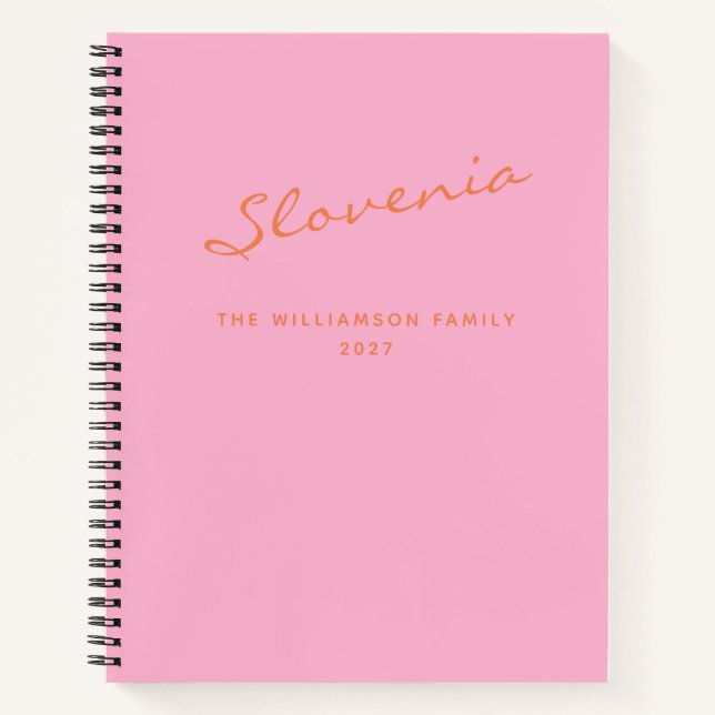 Journal de voyage personnalisé rose orange (Devant)