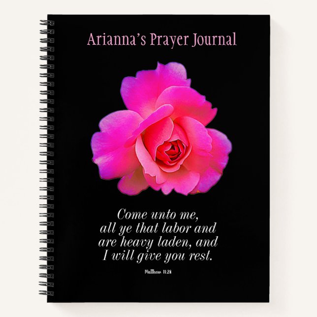 Journal d'écriture personnalisée du Rose floral (Devant)