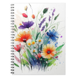 Journal des fleurs d'aquarelle rouge orange violet