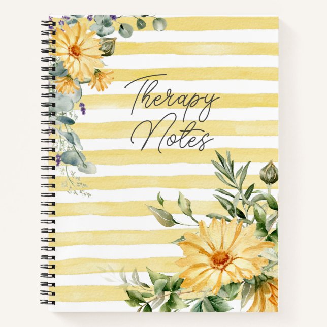 Journal des notes de thérapie Fleur sauvage jaune (Devant)