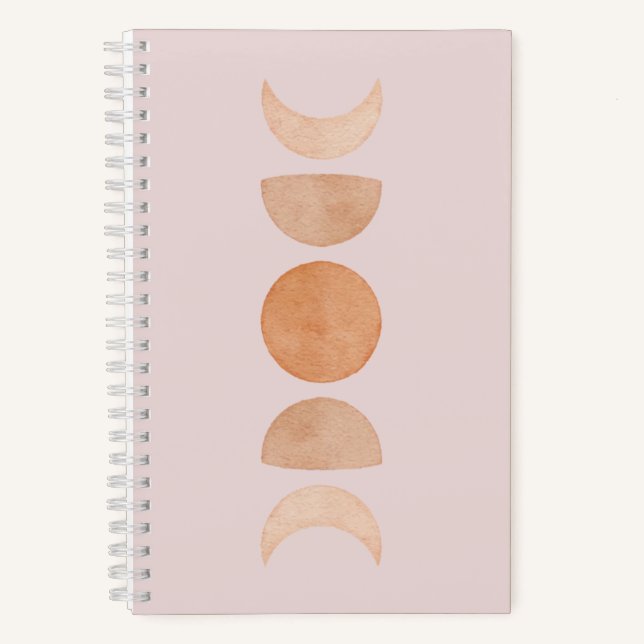 Journal des phases rose et or de la lune Boho (Recto)