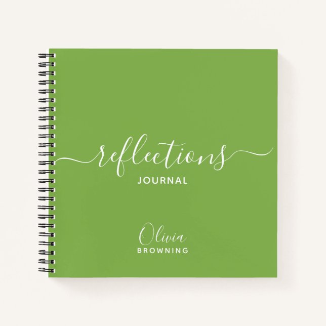 Journal des réflexions personnalisées en vert bota (Devant)