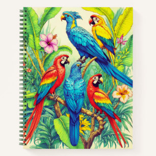 Journal d'illustration botanique d'oiseaux tropica
