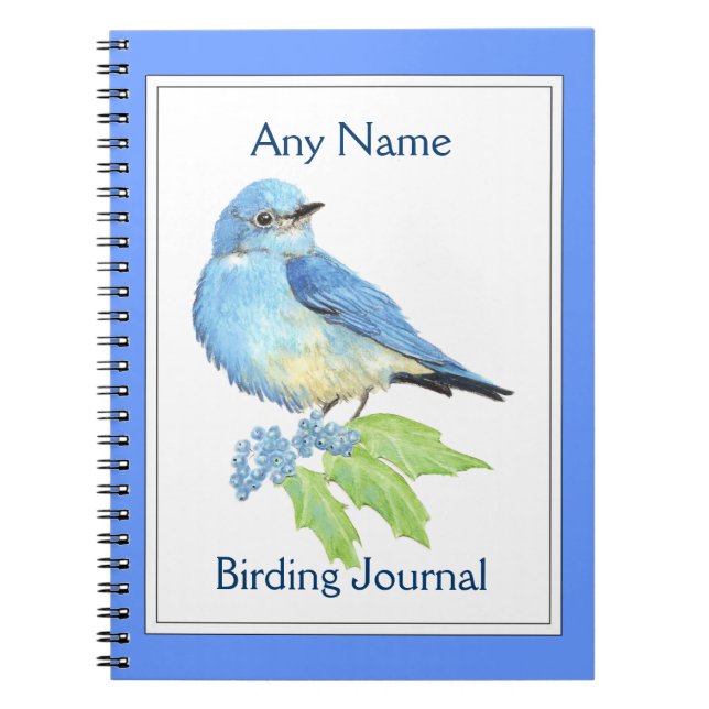 Journal d'oiseaux personnalisé Aquarelle Bleu Oise (Devant)