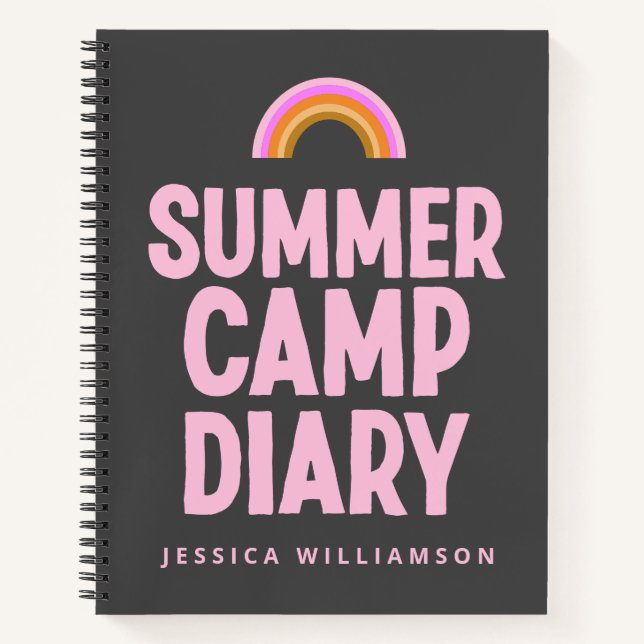 Journal du camp d'été personnalisé Pink Rainbow  (Devant)