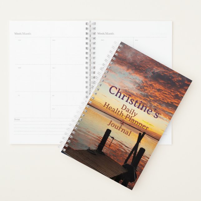 Journal et planificateur quotidien du coucher du s (Devant avec enveloppe)