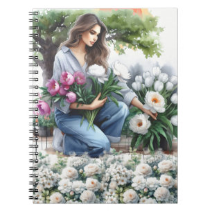 Journal Femme dans un jardin fleuri