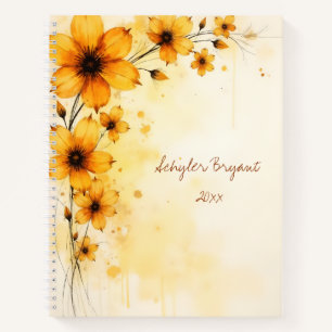 Journal floral à reliure spirale Fleurs sauvages j