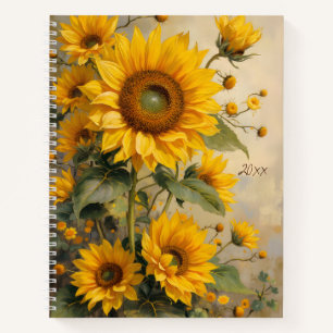 Journal floral à reliure spirale Tournesols Botani