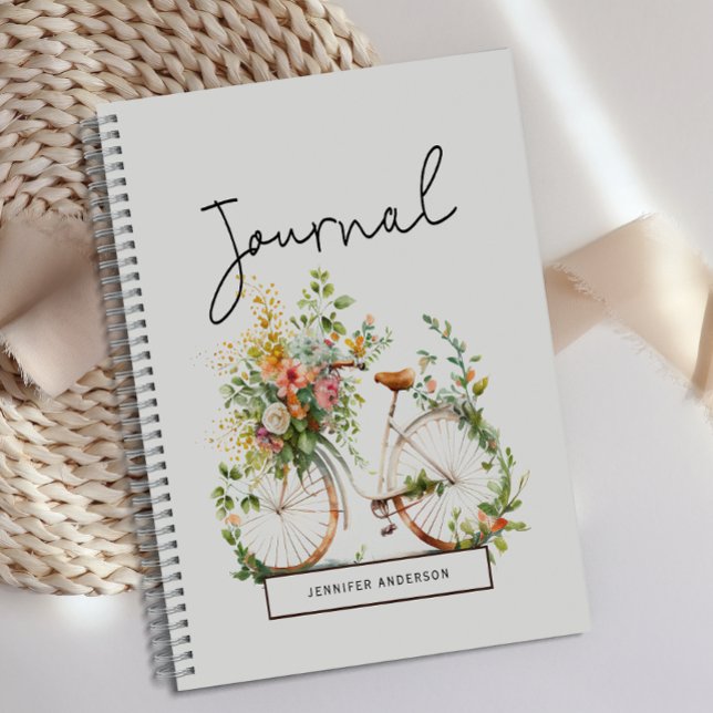 Journal floral personnalisé Boho Bicycle (Créateur téléchargé)