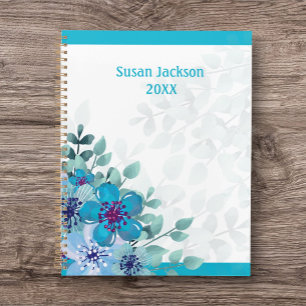 Journal floral turquoise personnalisé/