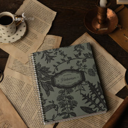 Journal floral vert sauge Herbier botanique