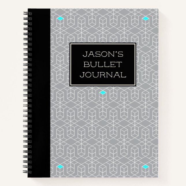 Journal géométrique des puces personnalisable noir (Devant)
