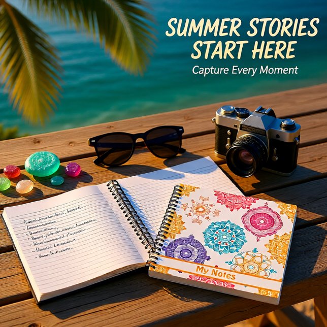 JOURNAL Gold lebendiges Mandala angepasstes Notebo Notizbuch (Colorful Mandala Pattern – Boho Floral Notebook)