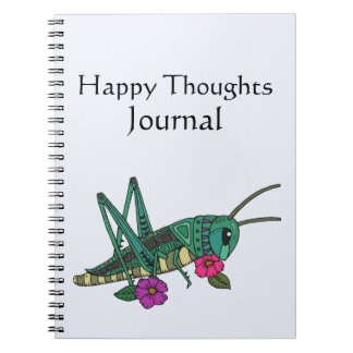 Journal Grasshopper Motif Happy Thoughts