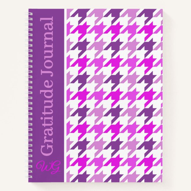 Journal Gratitude Houndstooth violet et blanc (Devant)