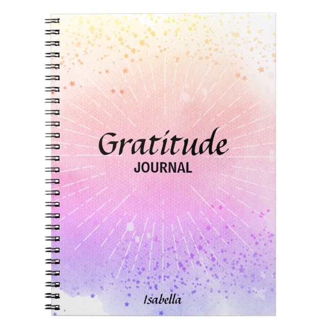 Journal Gratitude Pink Purple Aquarelle Monogramme (Devant)