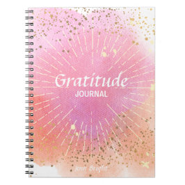 Journal Gratitude Pink Sun Stars Nom Aquarelle