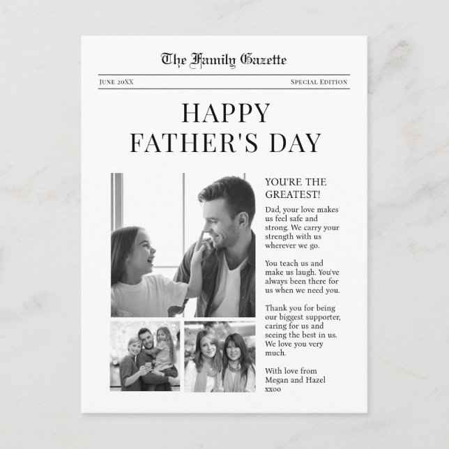 Journal Happy Fête des pères carte de voeux (Devant)