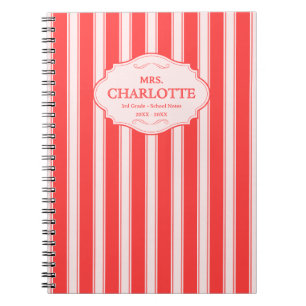 Journal intime personnalisé Shabby Chic rayures ro