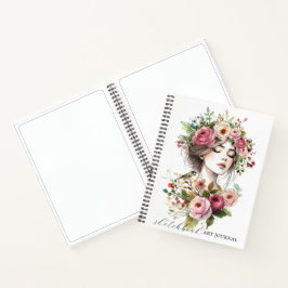Journal Kunst Skizzenbuch Frauen mit Rosen-Kranz V Notizbuch