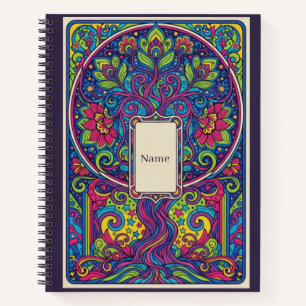 Journal néon mandala de l'arbre de vie psychédéliq