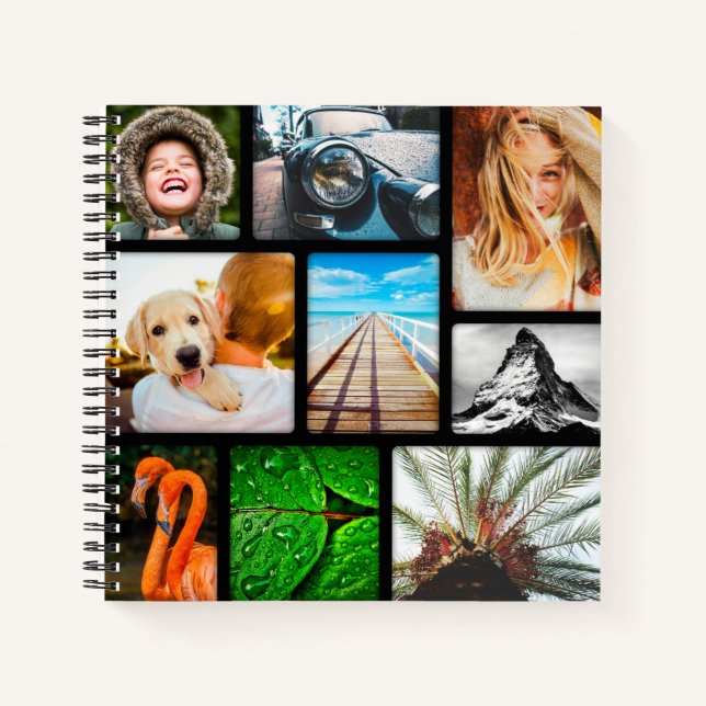 Journal personnalisé 18 Photo Collage Black Frame (Devant)