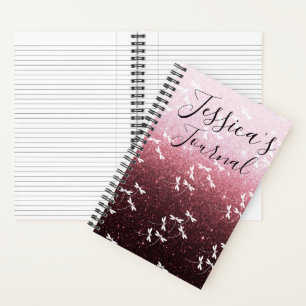 Journal personnalisé avec paillettes et libellules