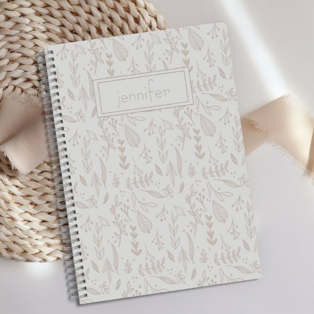 Journal personnalisé Boho Taupe Fun Cute Leaf (Créateur téléchargé)