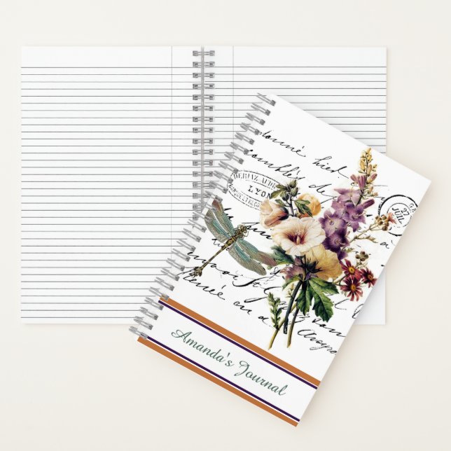 Journal personnalisé de libellule et de fleurs (À l'intérieur)