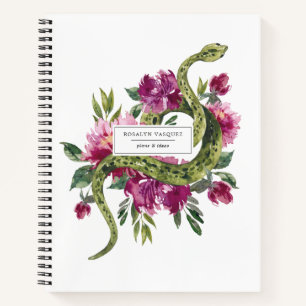 Journal personnalisé Serpent aquarelle & floral
