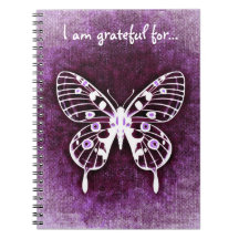 Journal pourpre de gratitude de papillon