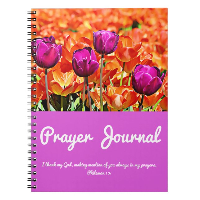 Journal pourpre et orange de prière de tulipes (Devant)