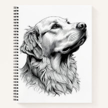 Journal relié avec gravure de Golden Retriever