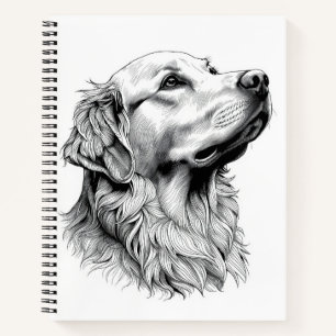 Journal relié avec gravure de Golden Retriever