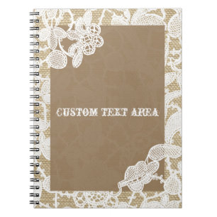 Journal rustique élégant en dentelle florale et to