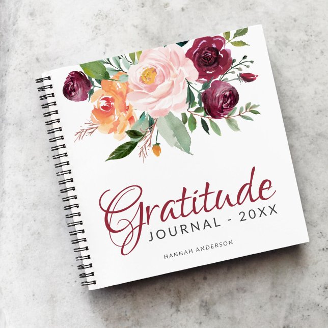 Journal Rustique Floral Gratitude avec année et no (Créateur téléchargé)