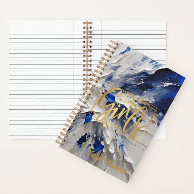 Journal spiral A5 bleu et blanc abstrait (À l'intérieur)