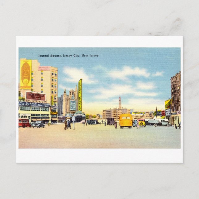 Journal Square, Jersey City, New Jersey Postkarte (Vorderseite)