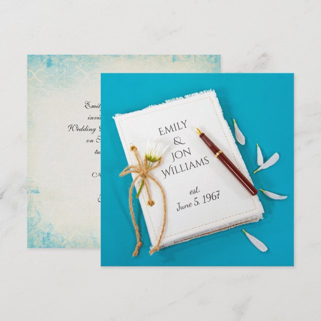 Journal und Pen Wedding Vow Erneuerung Einladung (Vorne/Hinten)