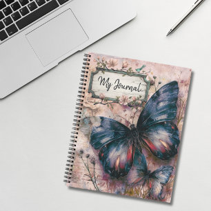 Journal vintage de collage des papillons violets