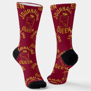 Journaling Queen Phrase Glitter Gold Design Socken