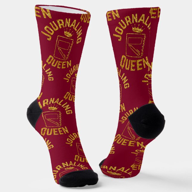 Journaling Queen Phrase Glitter Gold Design Socken (Gewinkelt)