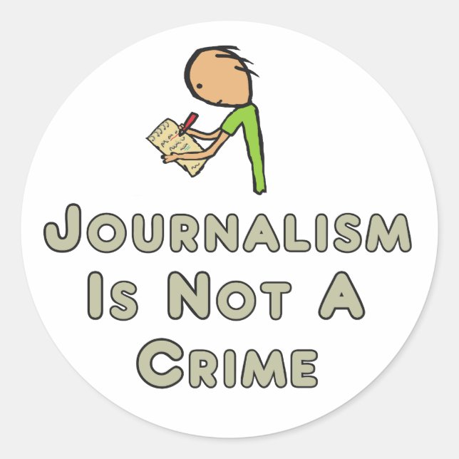 Journalismus ist kein Verbrechen Runder Aufkleber (Vorderseite)
