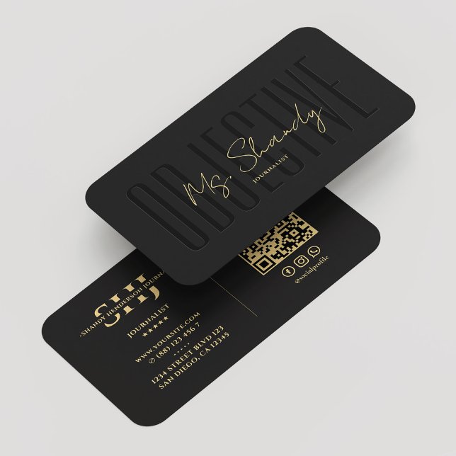 Journalist Monogram Beruflich Black Gold Modern Visitenkarte (Journalist Monogram Professional Black Gold Modern Business Card
)