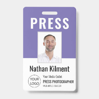 Journalist Press Ausweis Foto Name Logo ID Lila