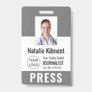 Journalist-Presseausweis-Foto-Name-Logo-ID-Grau Ausweis